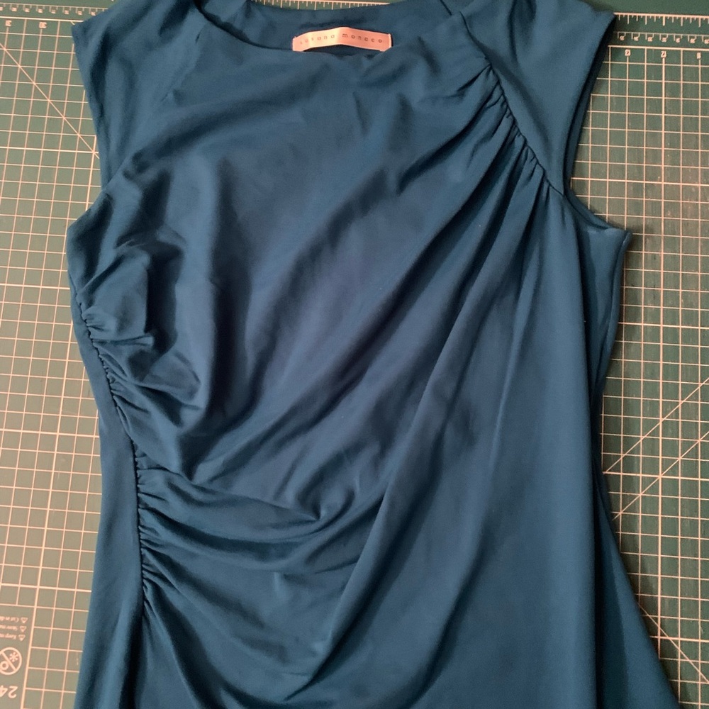 This spandex dress has gathers on the left side with a half lined bodice. - Picture 2 of 3
